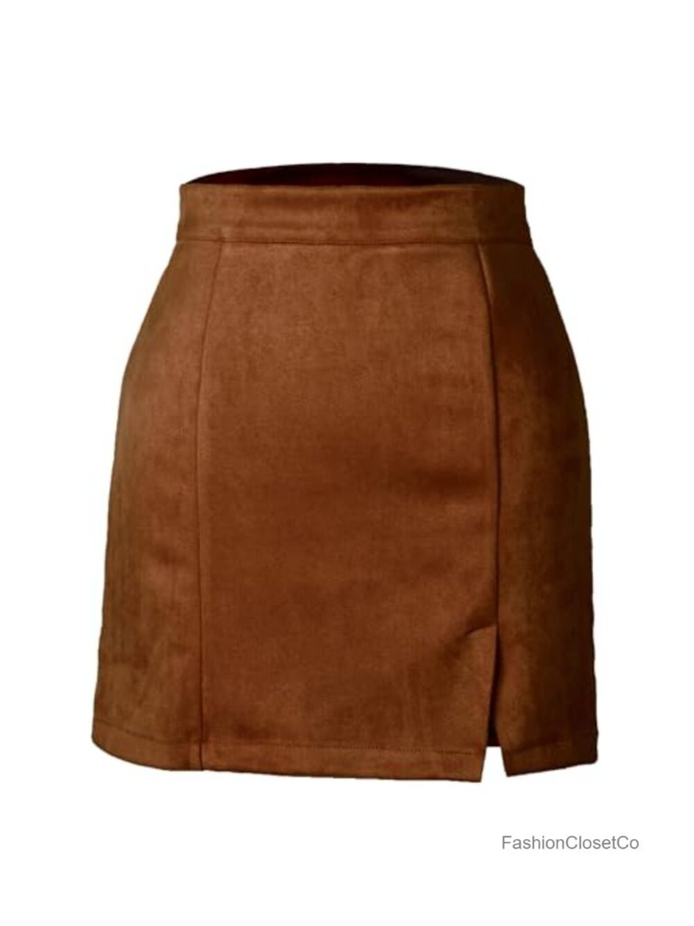 Faux Suede High-Waisted Bodycon A-Line Mini Skirt with Zipper